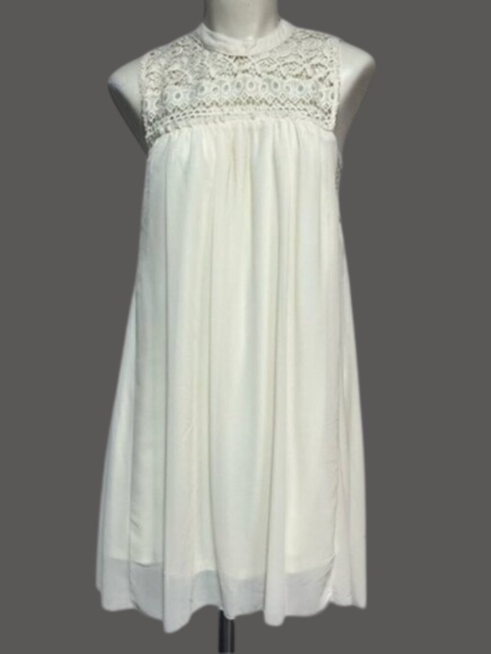 Rebellion Again Ivory Crochet & Sheer Boho Babydoll Dress
